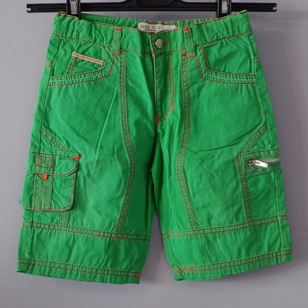 Zara Green Cargo Shorts with Belt Loops